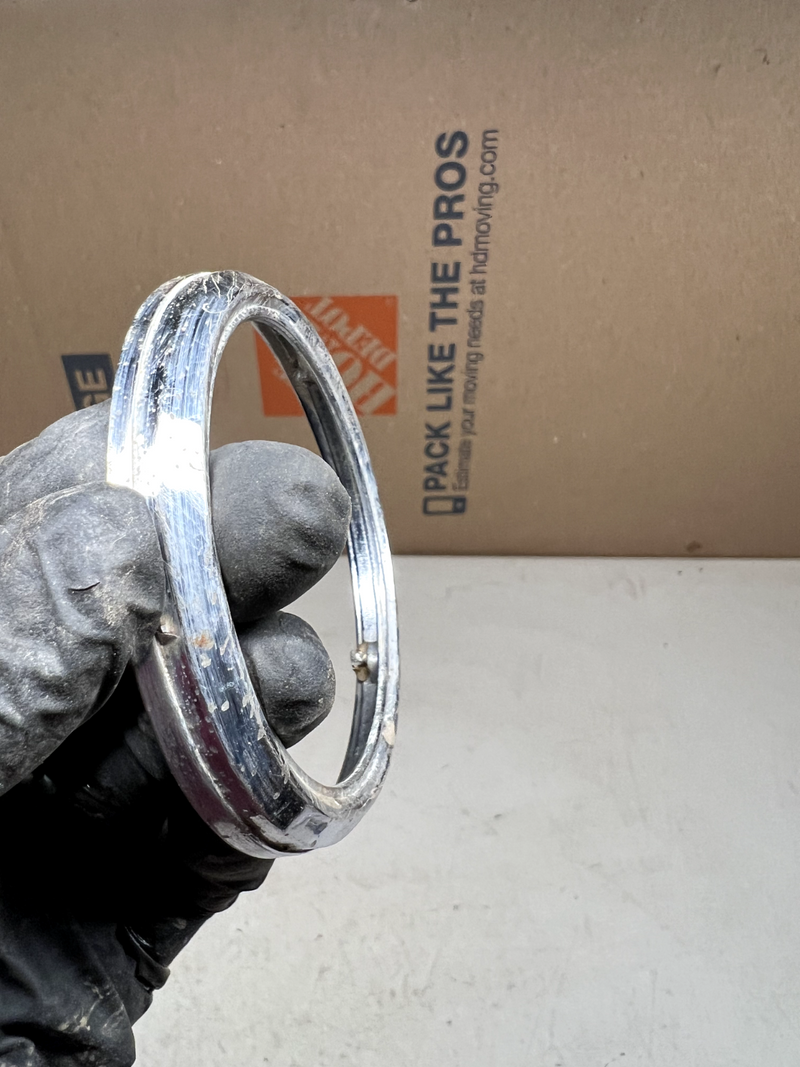 NOS 1969  Mustang Roof Pillar sail pane Emblem chrome Ring LH C9ZB-65317A56A