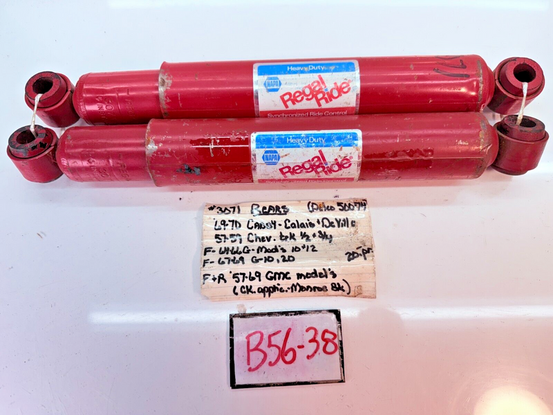 NOS REAR SHOCKS 1957 - 1970 CADDY DEVILLE CHEVY TRUCK G-MOD G-10 GMC B56-38