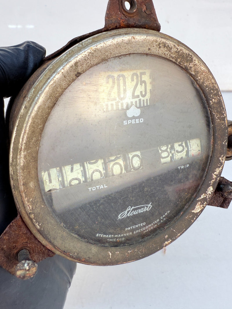 Vintage OEM STEWART  1910 - 1920' Magnetic Type Speedometer Speed Total B61-18