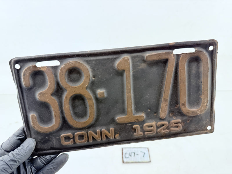 Original Paint 1925 CT 38-170 Connecticut License Plate Garage Metal Sign C47-7