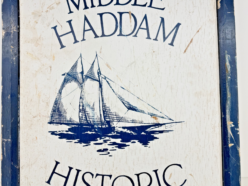 Vintage 2-Sided 2'x3' Wood Sign Entering/Leaving Middle Haddam Historic District