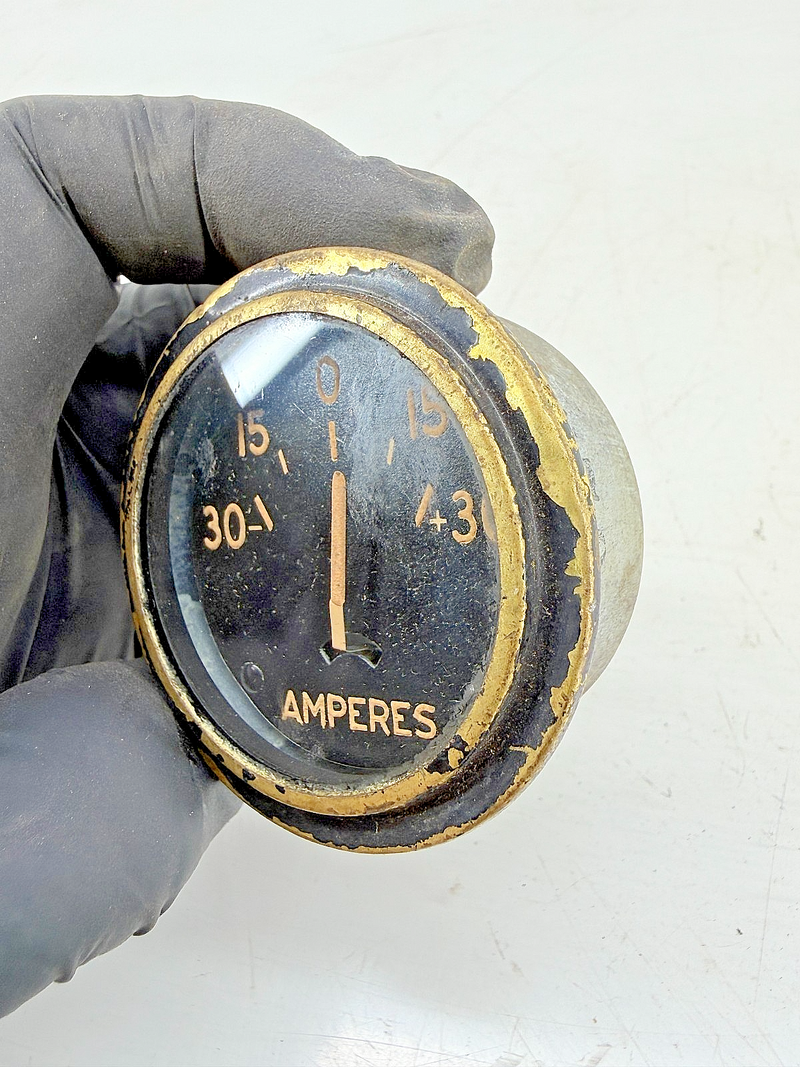 Vintage 1941-45 Willys MB Ford GPW Jeep Ammeter 30 Amp Brass Bezel WWII C39-56