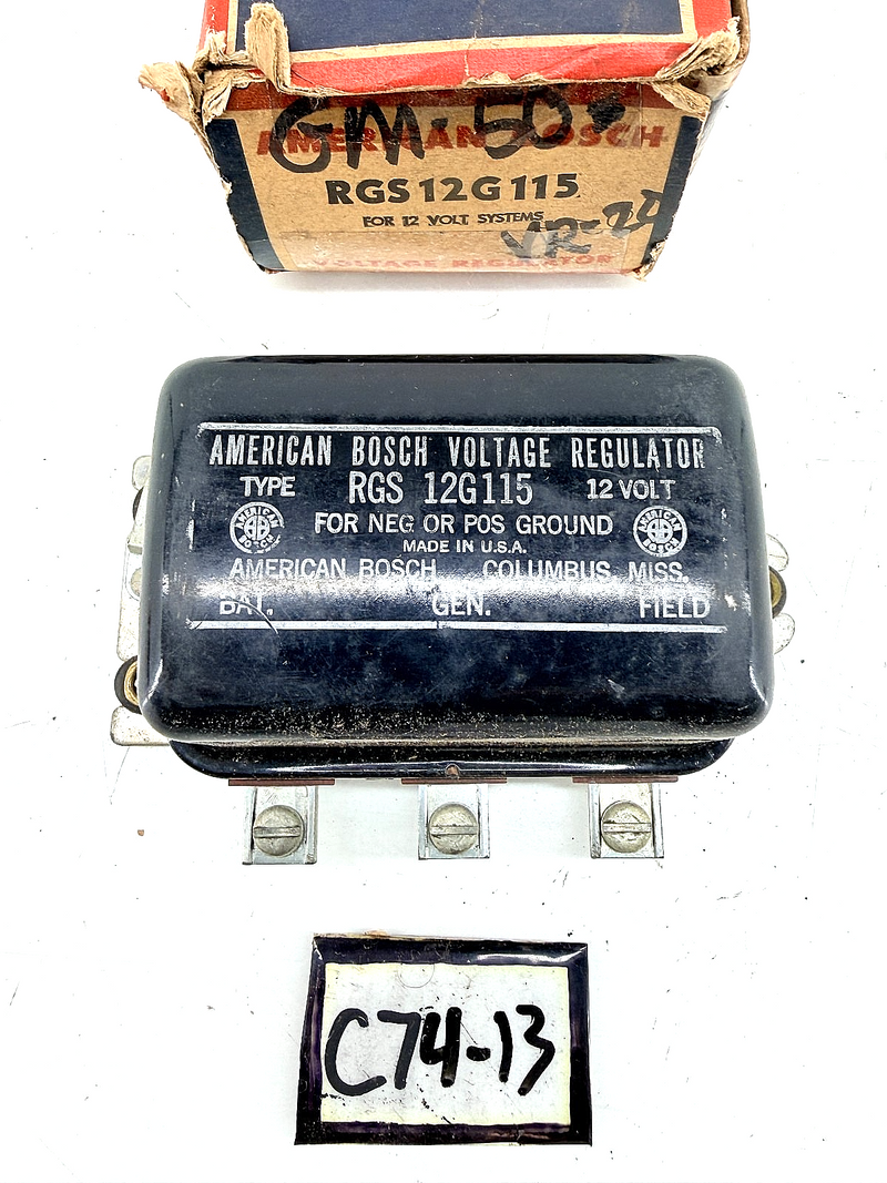 NOS 1953 - 1965 JEEP STUDEBAKER AMC VOLTAGE REGULATOR RGS 12G115 VR20 C74-13
