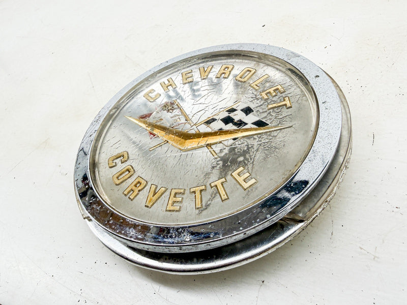 OEM 1958 - 1961 C1 Chevrolet Corvette Gold Front Rear Emblem w/Bezel C79-44