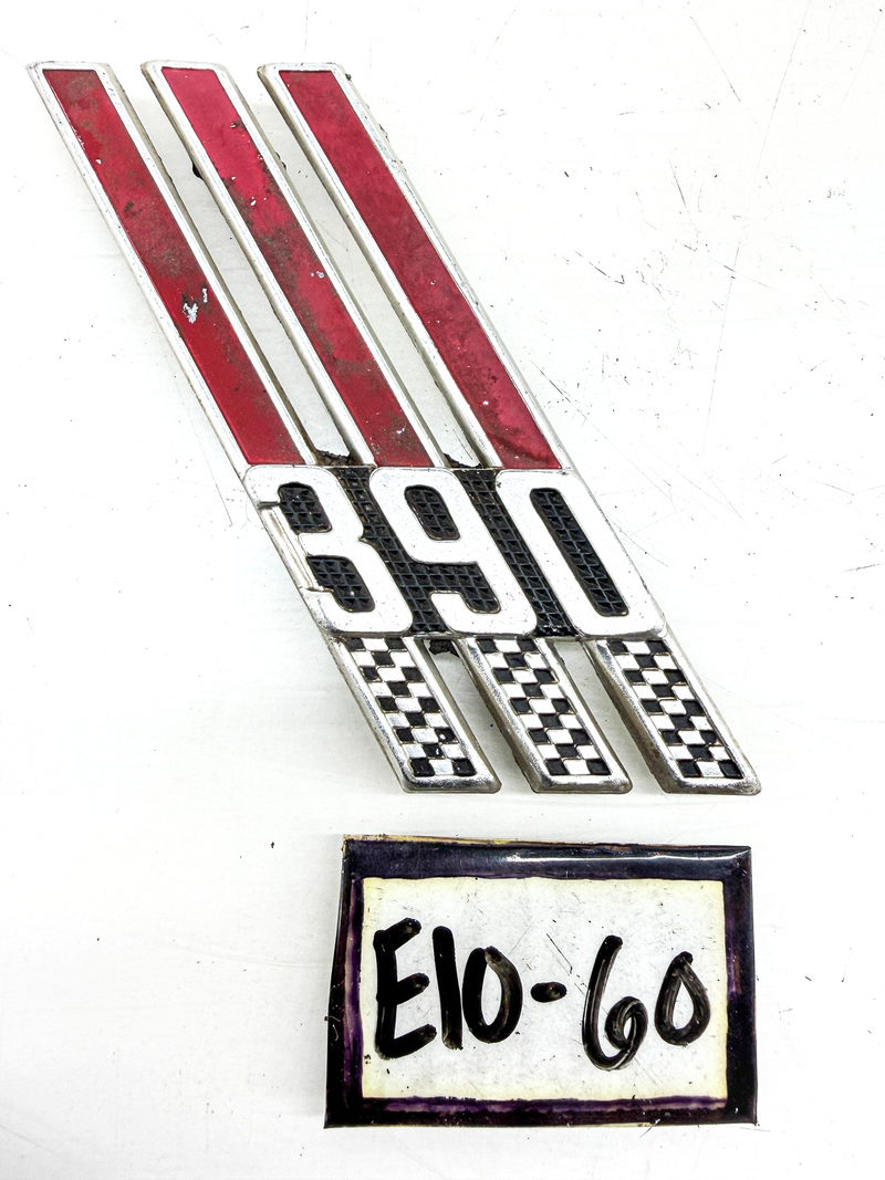 OEM 1966 1967 FORD GALAXIE 390 FENDER EMBLEM CHECKERED FLAGS E10-60