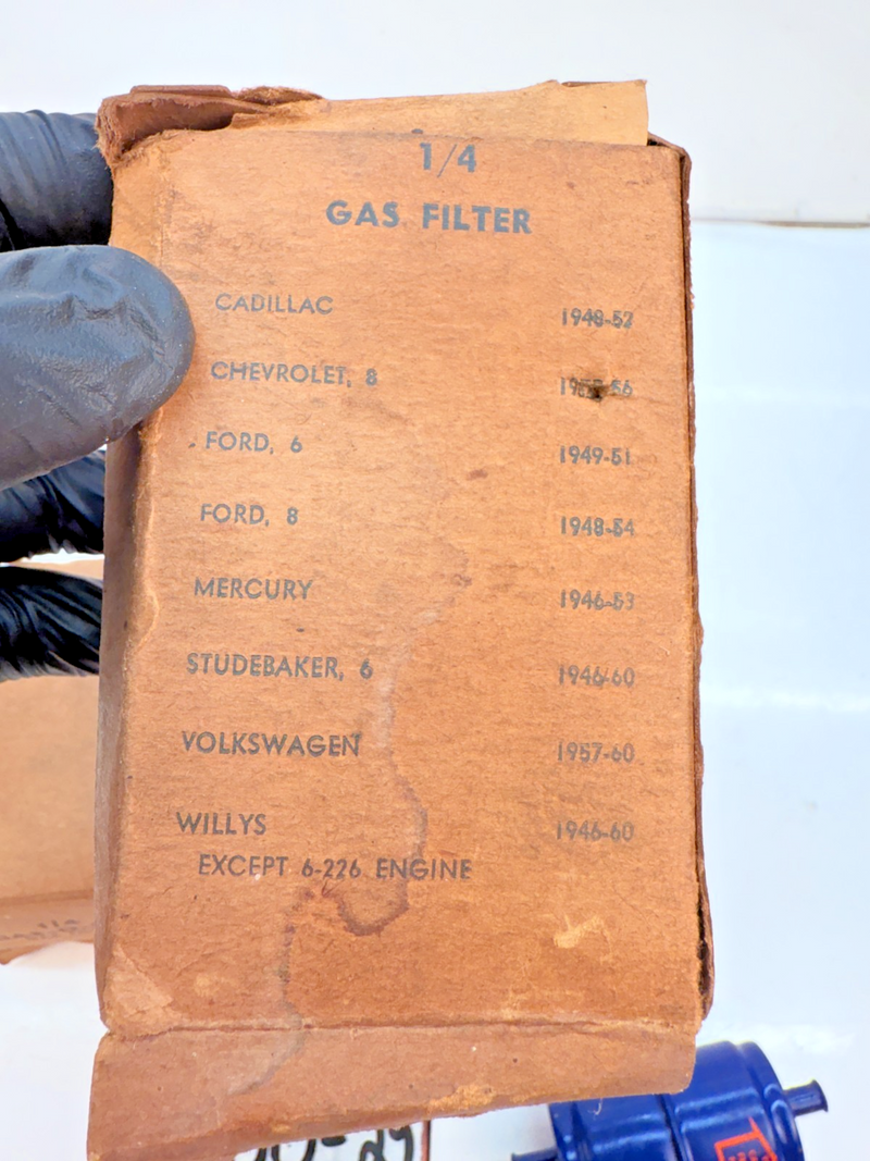 (1) NOS Lee LG-1/4 LG1/4 In-Line Fuel Filter Kit 1956 CHEVROLET B80-29