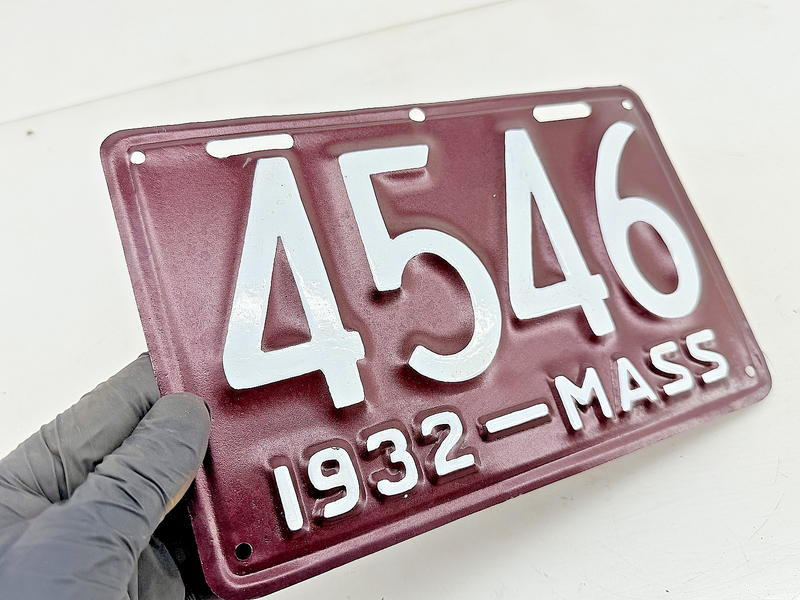 Repainted 1932 4546 Massachusetts License Plate Sign MA 4546 C76-22