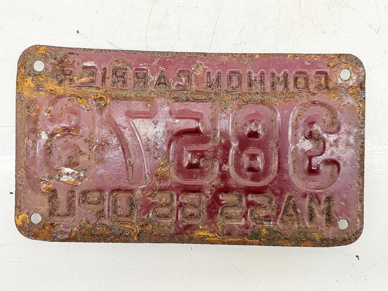 Vintage 1966 COMMON CARRIER 3857 Massachusetts License Plate Sign MA 3857 C76-97