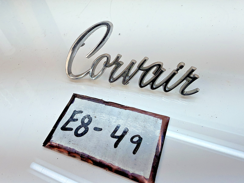 OEM 1965 - 1969 Chevrolet CORVAIR Hood / Trunk Script Emblem 3854713 E8-49
