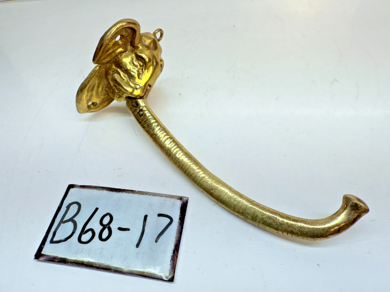 VINTAGE ANTIQUE BRASS ELEPHANT LONG TRUNK DOOR KNOCKER 7" B68-17