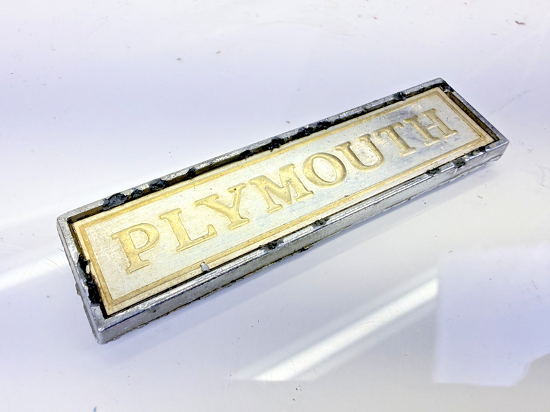 OEM Mopar 1976 - 1979 PLYMOUTH Metal Trunk Lid Emblem Mopar 3811445 E8-108
