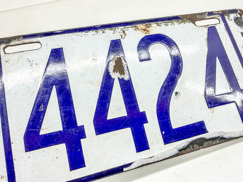 Original Porcelain 1908 4424 Massachusetts License Plate Sign MA 44 24 O-506