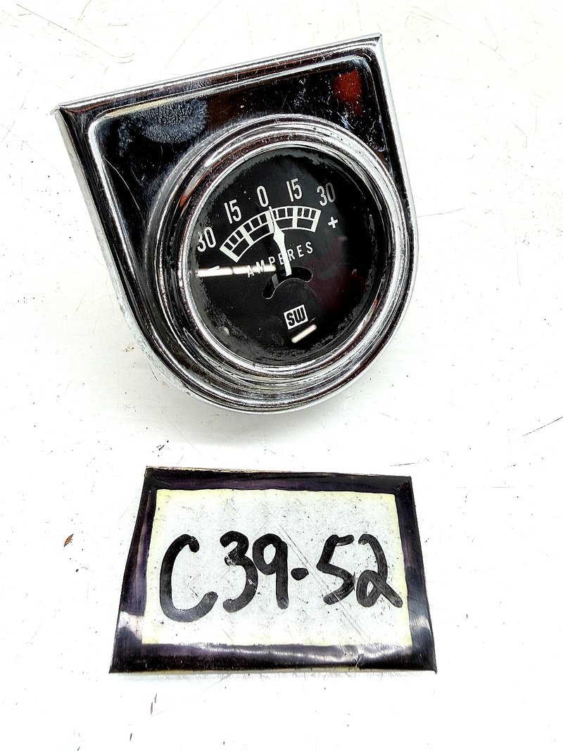 Vintage 1950s Hot Rod Stewart Warner Ammeter 30 Amp Teardrop Pod 411764 C39-52
