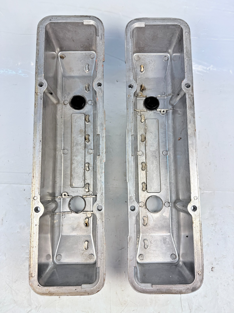 GM SBC Aluminum Polished Valve Covers Red Bowtie Dual Breathes U5B-54