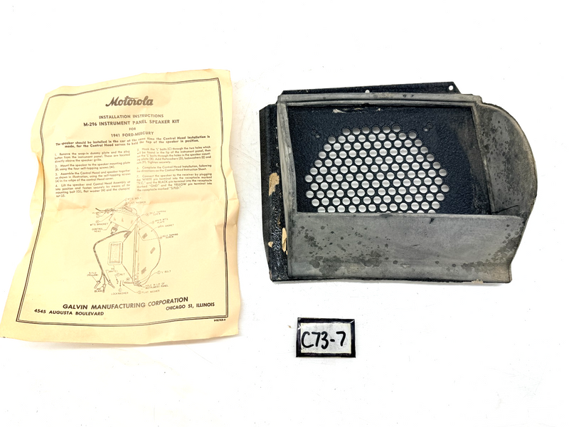 NOS Motorola M-296 Speaker Grille 1941 Ford Mercury w/ Instructions  C73-7