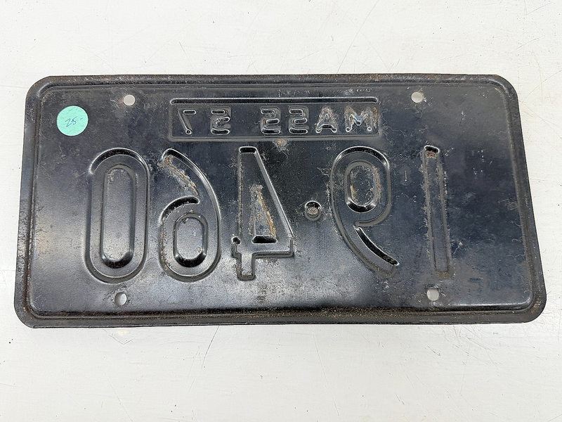 Orig. Paint 1957 19460 Massachusetts License Plate Sign MA 19-460 C76-68