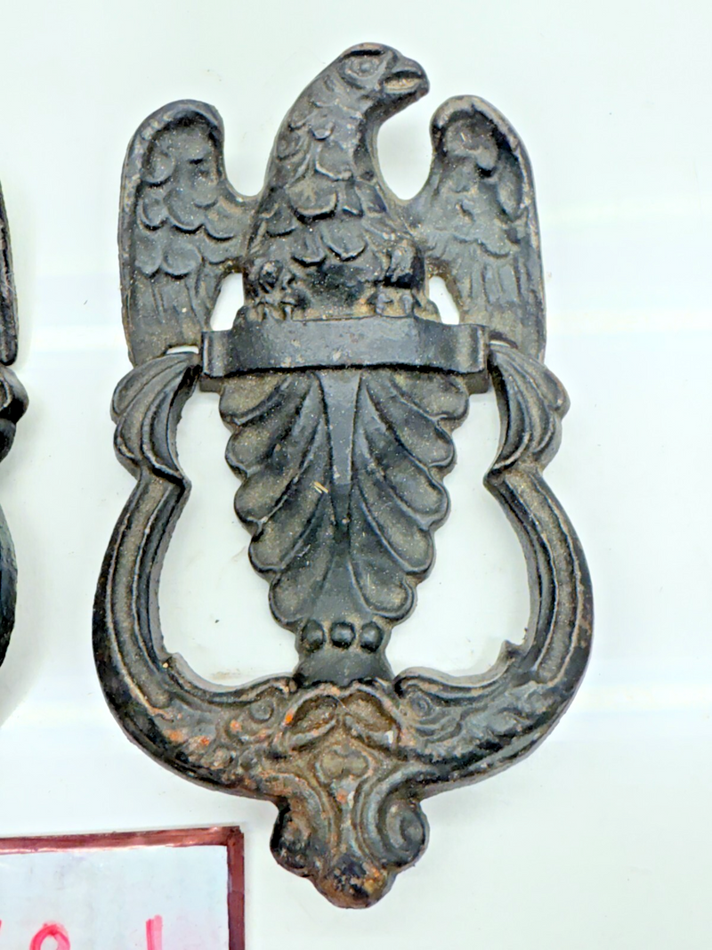 VINTAGE Pair Cast Iron Eagle Door Knocker Patriotic Americana USA B68-1