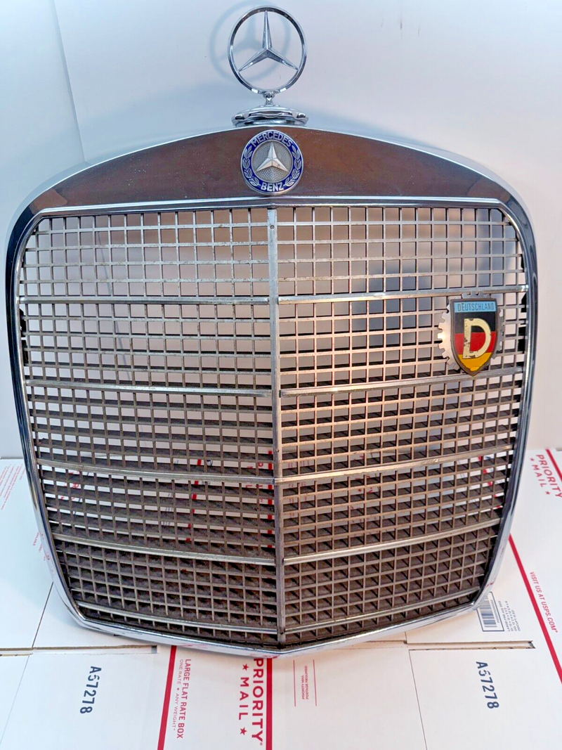 NOS? OEM Mercedes W108 W109 Radiator Shroud Guard Grill Radiator Cowl Emblem P1