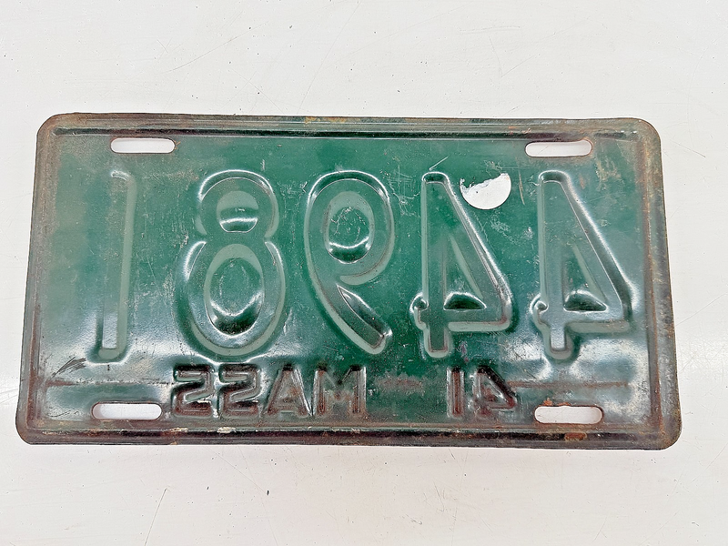 Orig. Paint 1941 44981 Massachusetts License Plate Sign MA 44981 C76-47