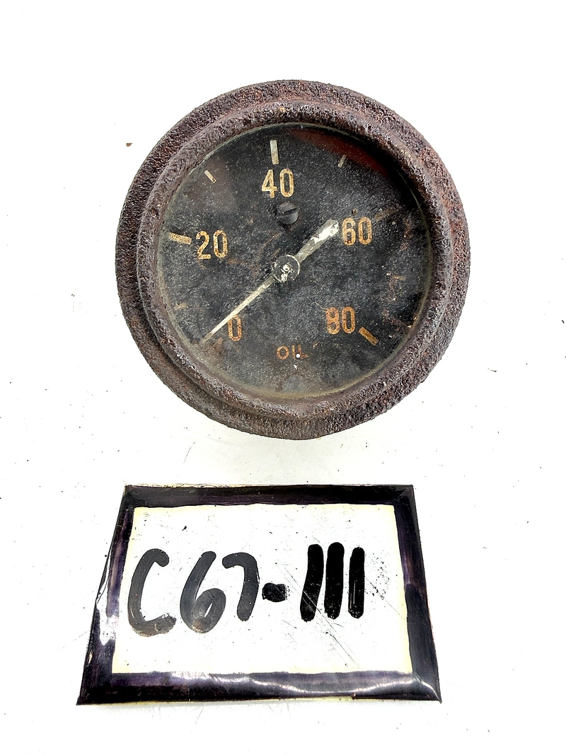 OEM 1940's Ford GPW Jeep Willys MB M38 Oil Pressure Gauge 0-80 PSI WWII C67-111
