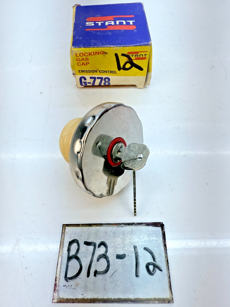 NOS Stant G778 Locking Gas Fuel Cap & Keys CHROME 1975 - 1982 Corvette GM B73-12
