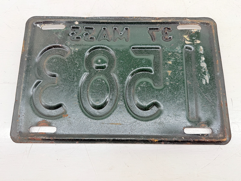 Orig. Paint 1937 1583 Massachusetts License Plate Sign MA 1583 C76-28