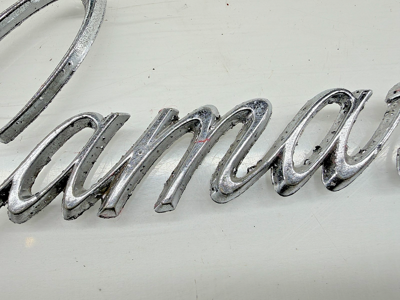 OEM 1968 1969 Chevrolet Camaro Fender Script Emblem Badge Pair 3916660-2 E9-51