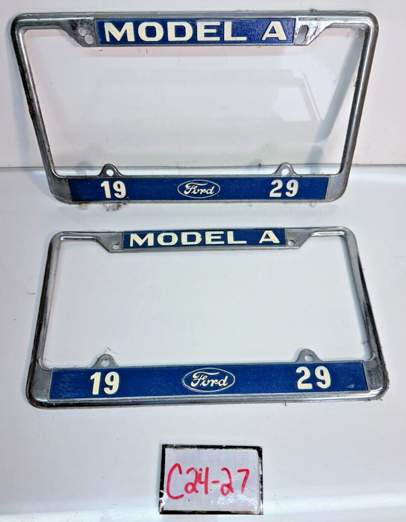 **Rare** Vintage 1929 FORD Model A Pair of License Plate Metal Frame C24-27