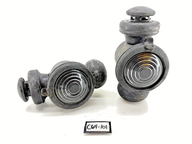 PAIR Authentic Early 20th Century Ford Model T Kerosene Side  Cowl Lamps C64-101