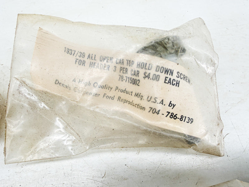 1937 - 1939 FORD OPEN CAR TOP HOLD DOWN SCREWS REPRO + 1939 WIPER KNOB C79-35