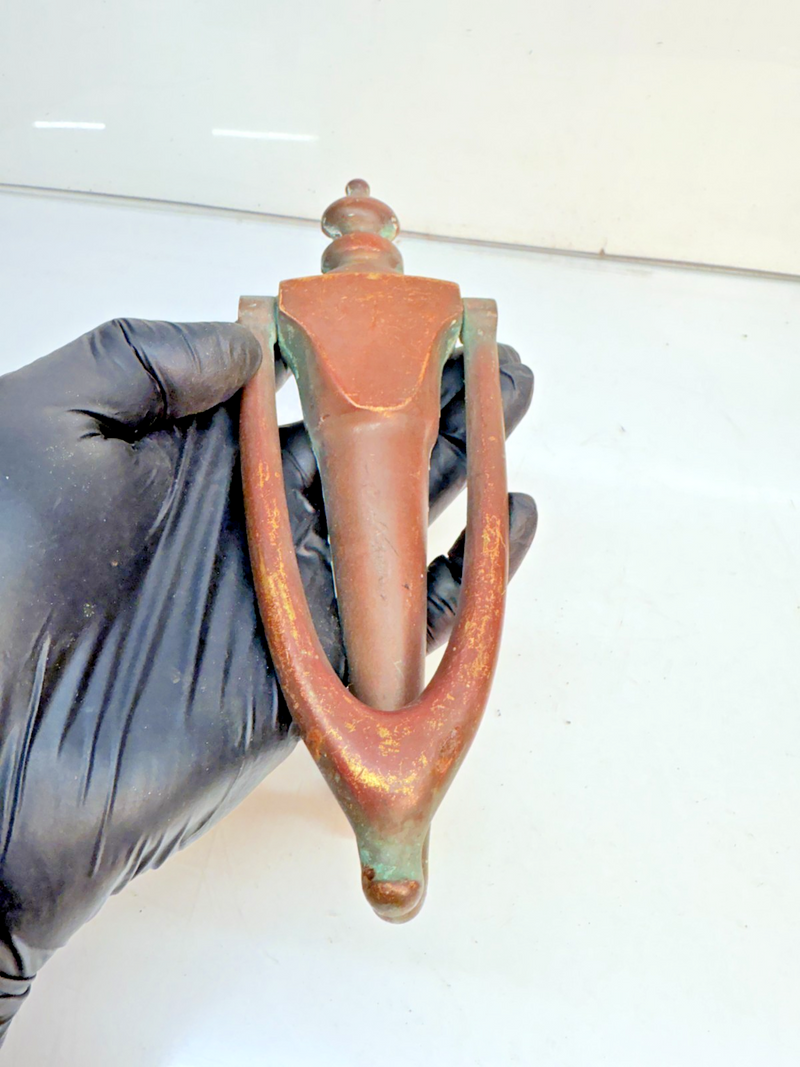 VINTAGE ANTIQUE 1920'S - 1940's BRASS TALL FEDERAL STYLE DOOR KNOCKER 8" B68-12