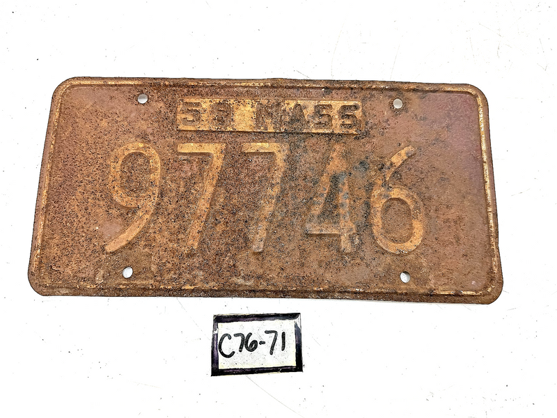 Vintage 1959 97746 Massachusetts License Plate Sign MA 97746 C76-71