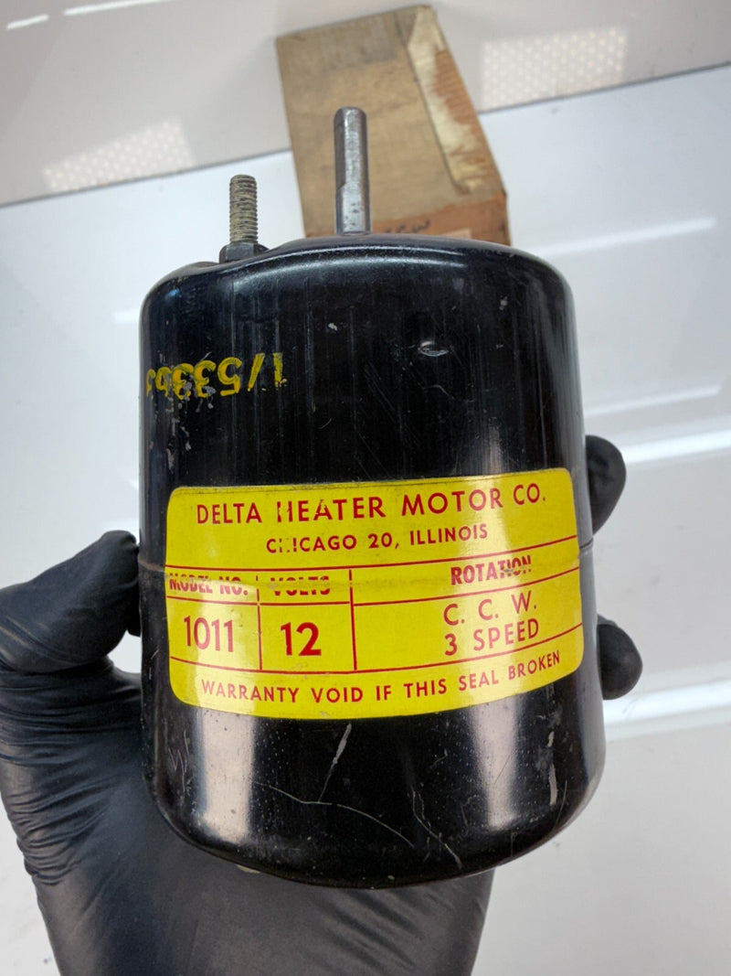 NOS DELTA HEATER MOTOR 1011 - ROTATION CCW - 5/16" SHAFT DIAMETER 12V C19-22