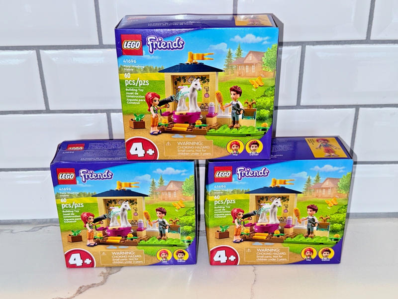 Bundle of Three (3) LEGO FRIENDS Party Favor Treats Pony Washing Table 41696 HB1