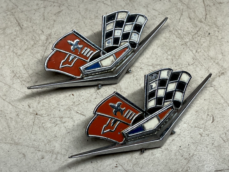 OEM 1962-1963 Chrome Front Fender Flag Emblem Impala Bel Air Corvette B24-15