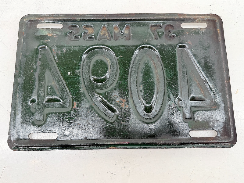 Orig. Paint 1937 4094 Massachusetts License Plate Sign MA 4094 C76-29