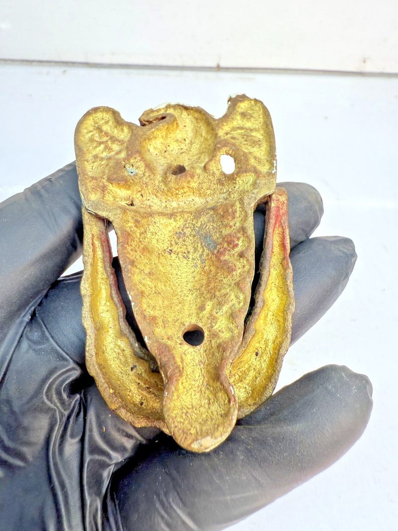 VINTAGE ANTIQUE 1900's BRASS VICTORIAN Eagle SALVAGED DOOR KNOCKER 3" B68-24