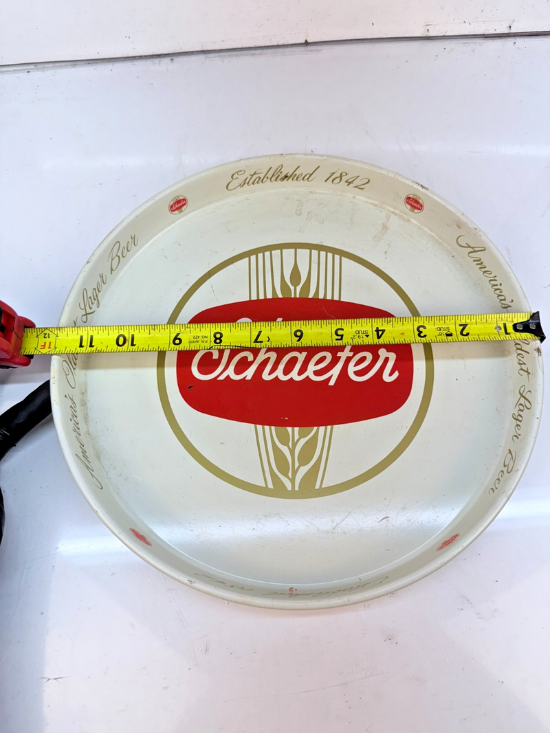 Vintage ORIGINAL Schaefer Beer Metal Serving 12" Tray Mancave BAR Tray-4
