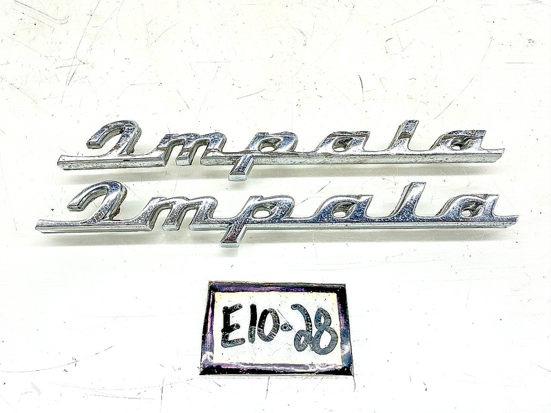 OEM 1960 Chevy Impala Pair Quarter Panel Script Name Plate Emblem 60 E10-28