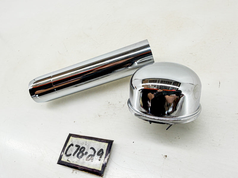 1956 FORD THUNDERBIRD CHROME OIL FILLER TUBE and BREATHER CAP C78-29