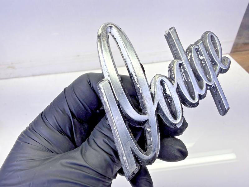 Vintage OEM Dodge Script Emblem Badge Metal 1950s 1960s Mopar 2956722 E8-98