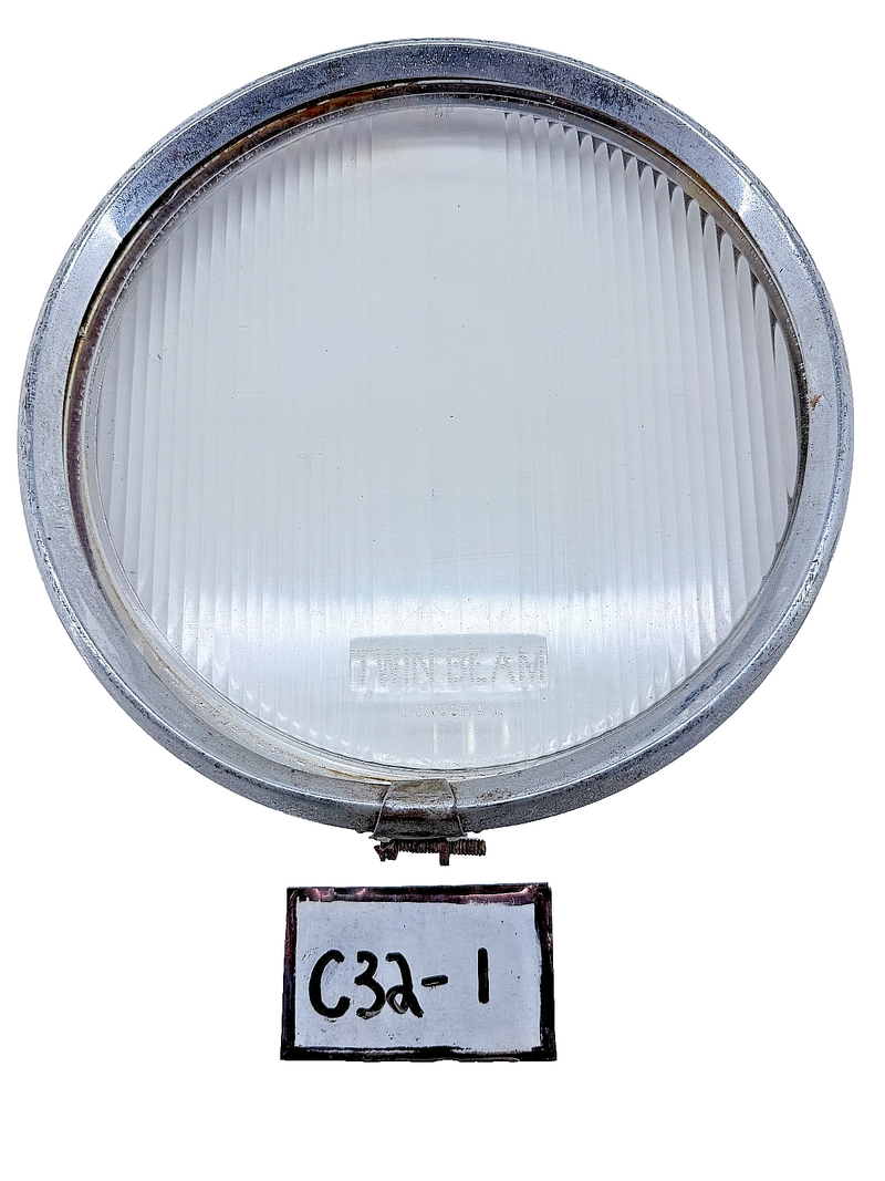 Vintage Original Monogram Twin Beam 9-15/16” Headlamp Lens & Trim Ring C32-1