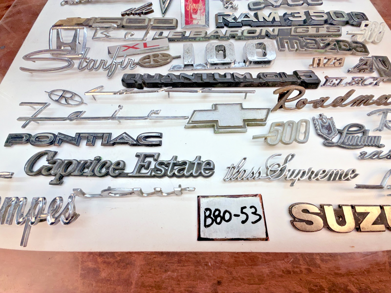 Vintage **40+ PIECE** EMBLEM LOT CHEVROLET FORD PLYMOUTH CHRYSLER B80-53
