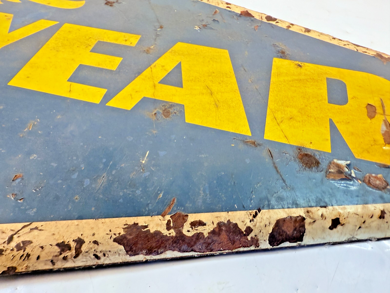 Vintage 1959 Goodyear Tires Gas Station Metal Sign 28" x 13.5" Chevy Ford Dodge