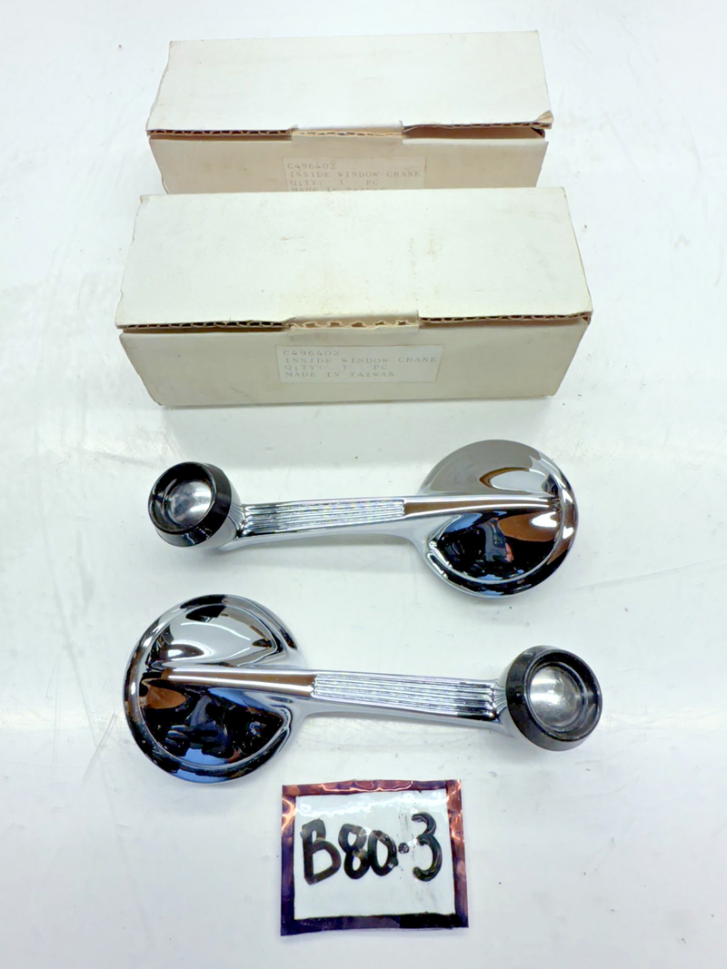 1956 1957 Bel Air Impala Biscayne Window Crank Handle Kit 2pc Black Knob B80-3
