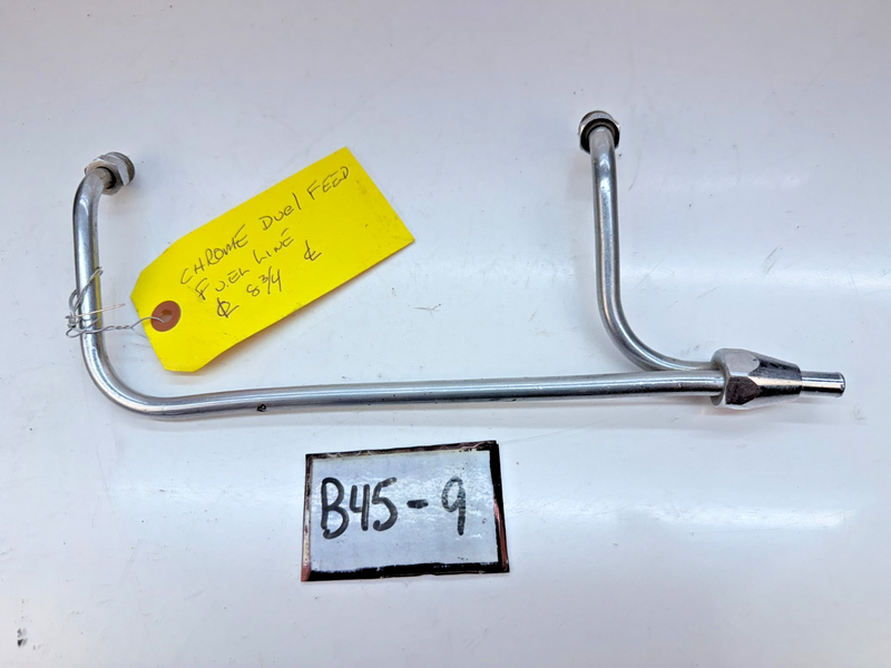 USED Dual Feed Fuel Line Chrome Holley Carburetor 4150 Double Pumper SBC B45-9