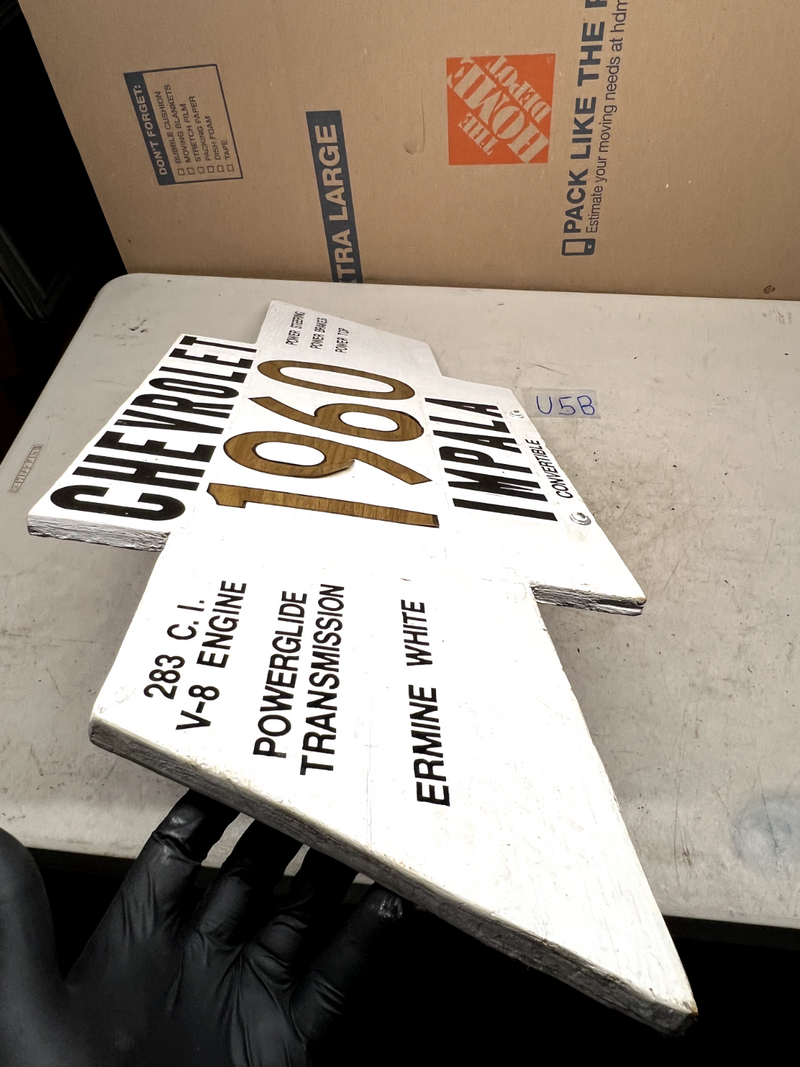 1959 1960 1961 1962 Chevy Impala Homemade Car Show Sign 238ci U5B