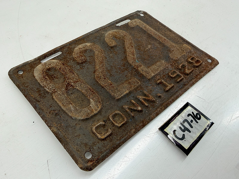 Original Paint 1928 8221 Connecticut License Plate Sign C47-76