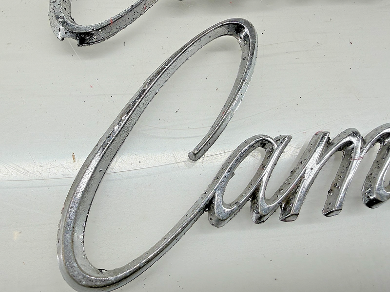 OEM 1968 1969 Chevrolet Camaro Fender Script Emblem Badge Pair 3916660-2 E9-51