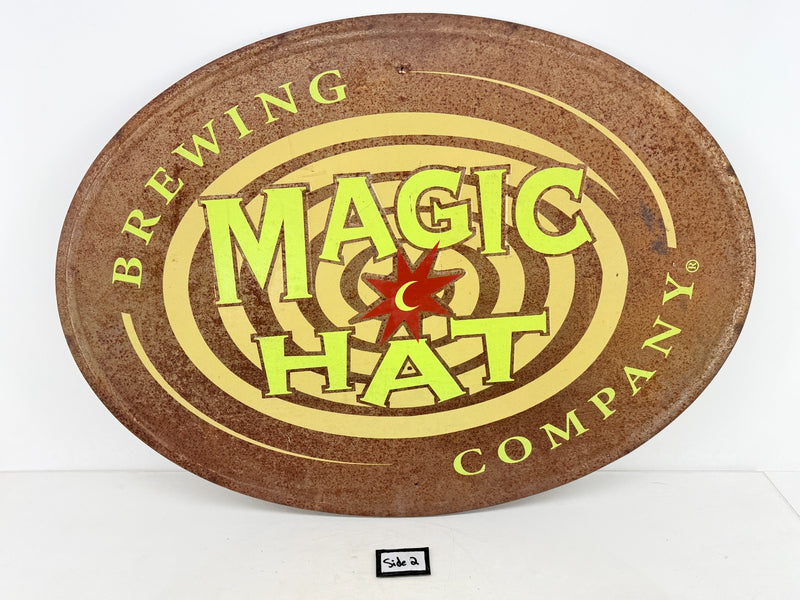 Rare Vintage 1990's Magic Hat Brewing Double Sided Oval Metal Sign Vermont Beer